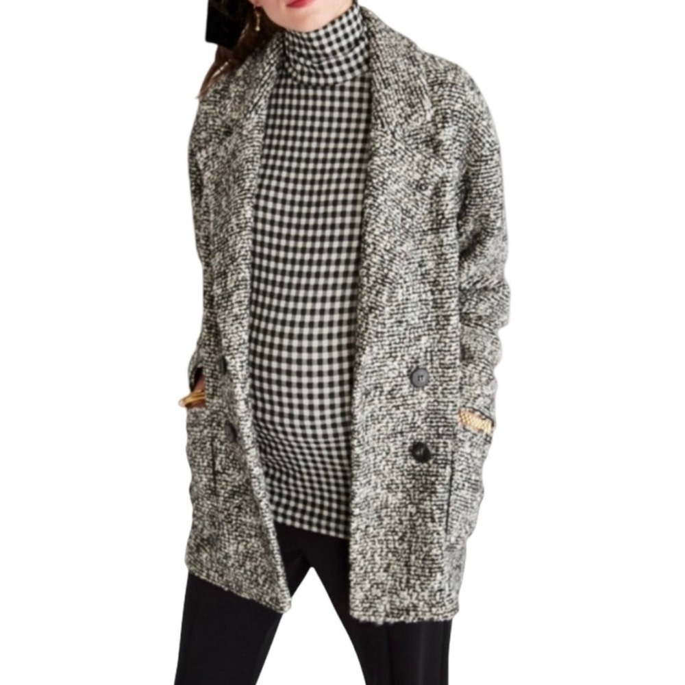 Hatch Black & White Boucle The Bristol Double-Breasted Maternity Coat Size 1 / 4